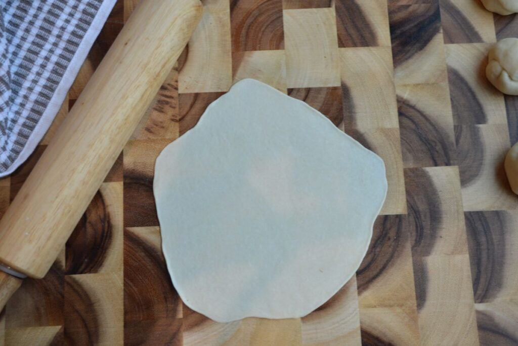 Rolled out sourdough tortilla