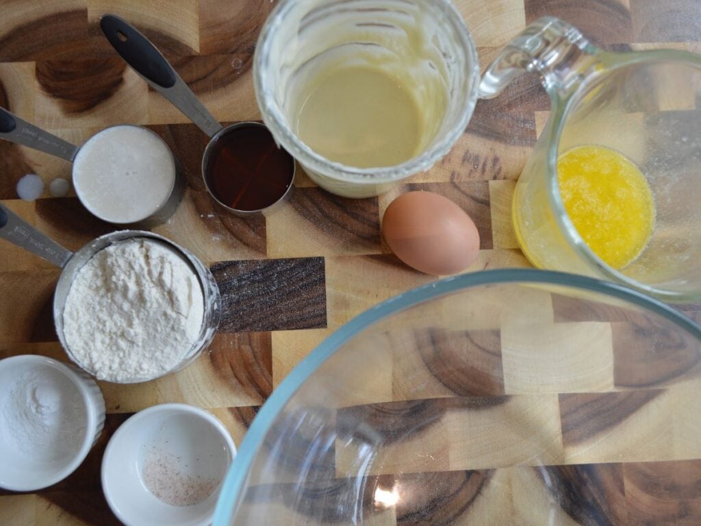ingredients laid out on work surface for muffins