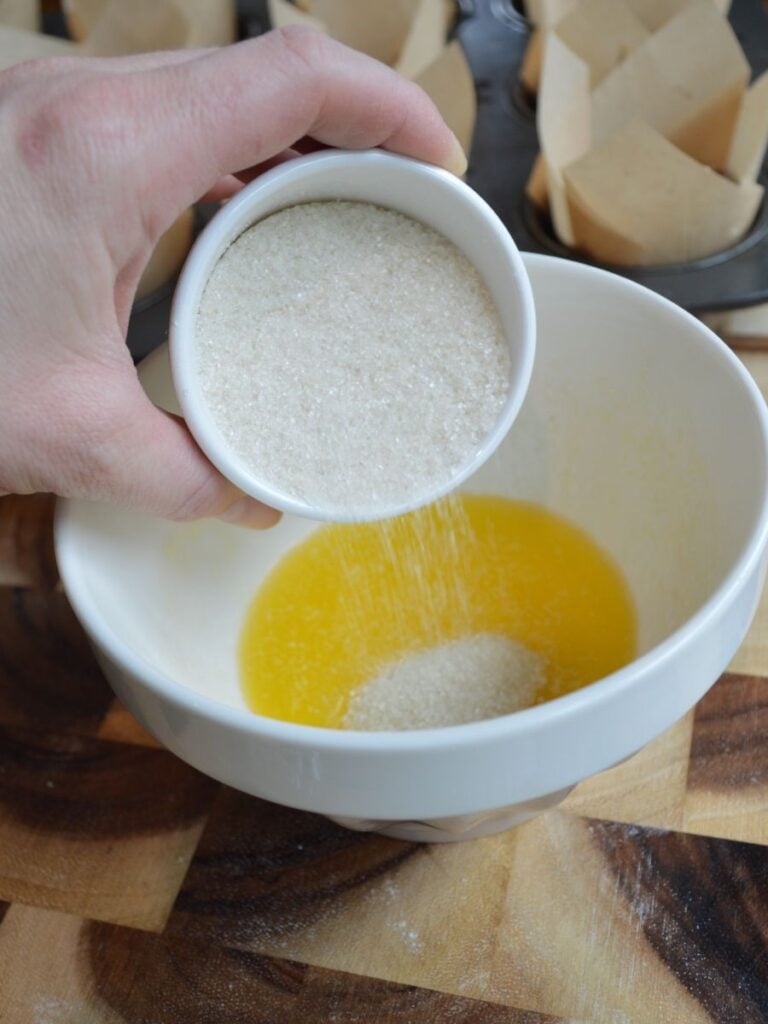 adding sugar to butter for streusel topping