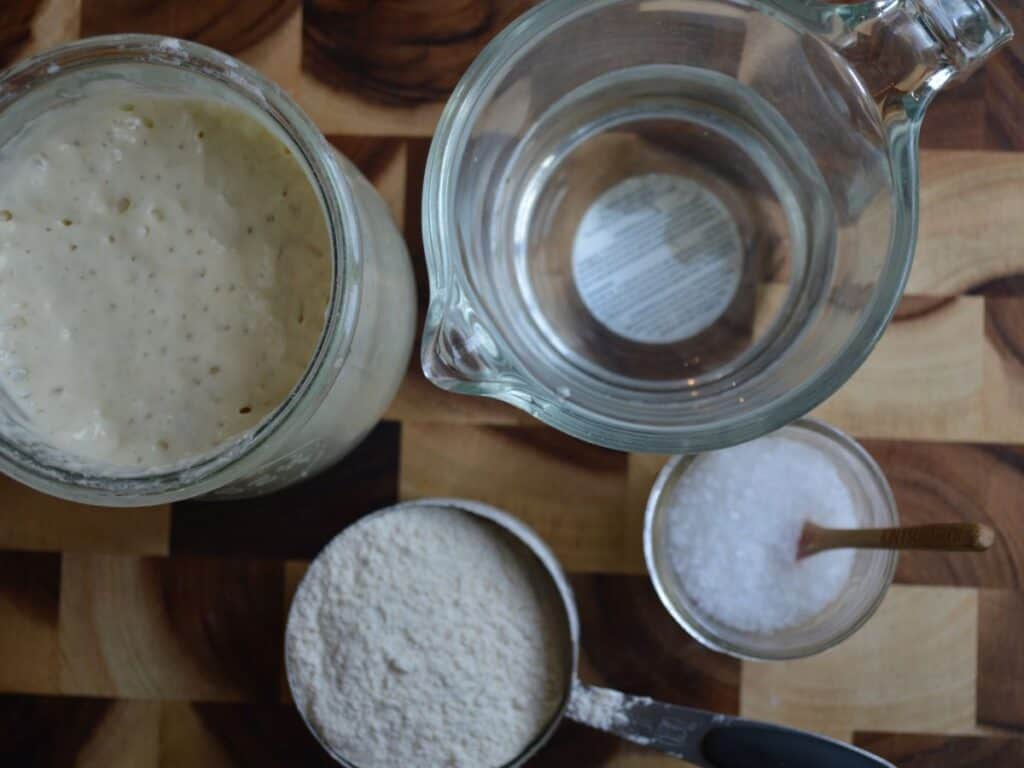 Ingredients for homemade sourdough bagels