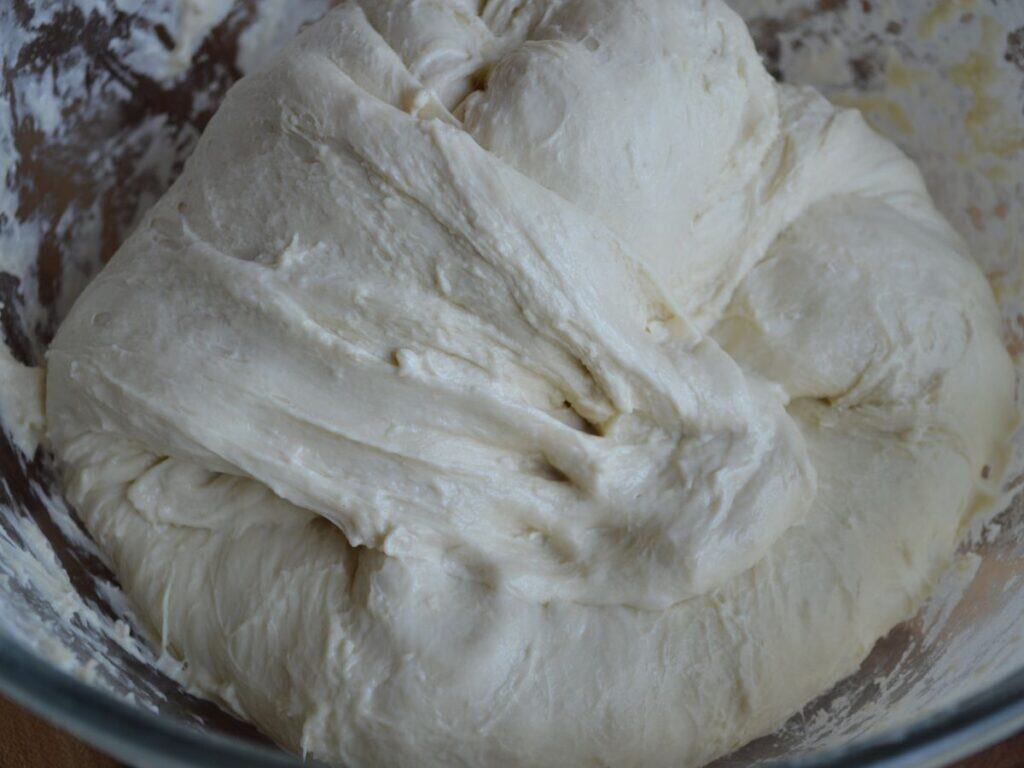 folded sourdough bagel dough