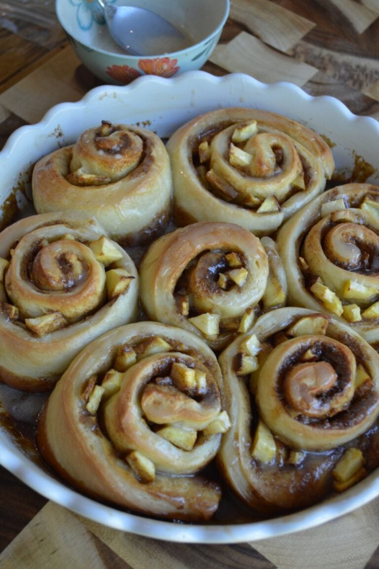 Sourdough discard cinnnamon rolls in baking dish